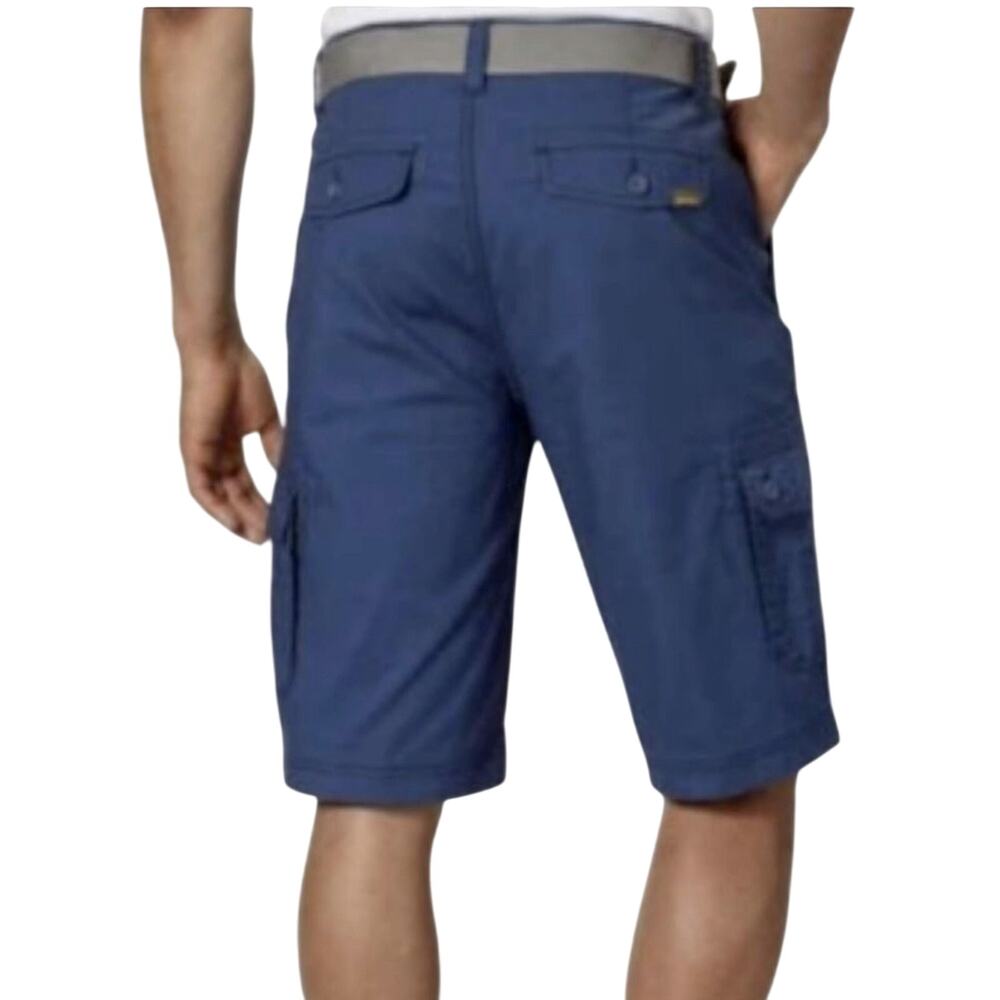 Wearfirst Men’s Cargo Short Flat Front with Belt (36, Dark Denim) - Picture 2 of 3